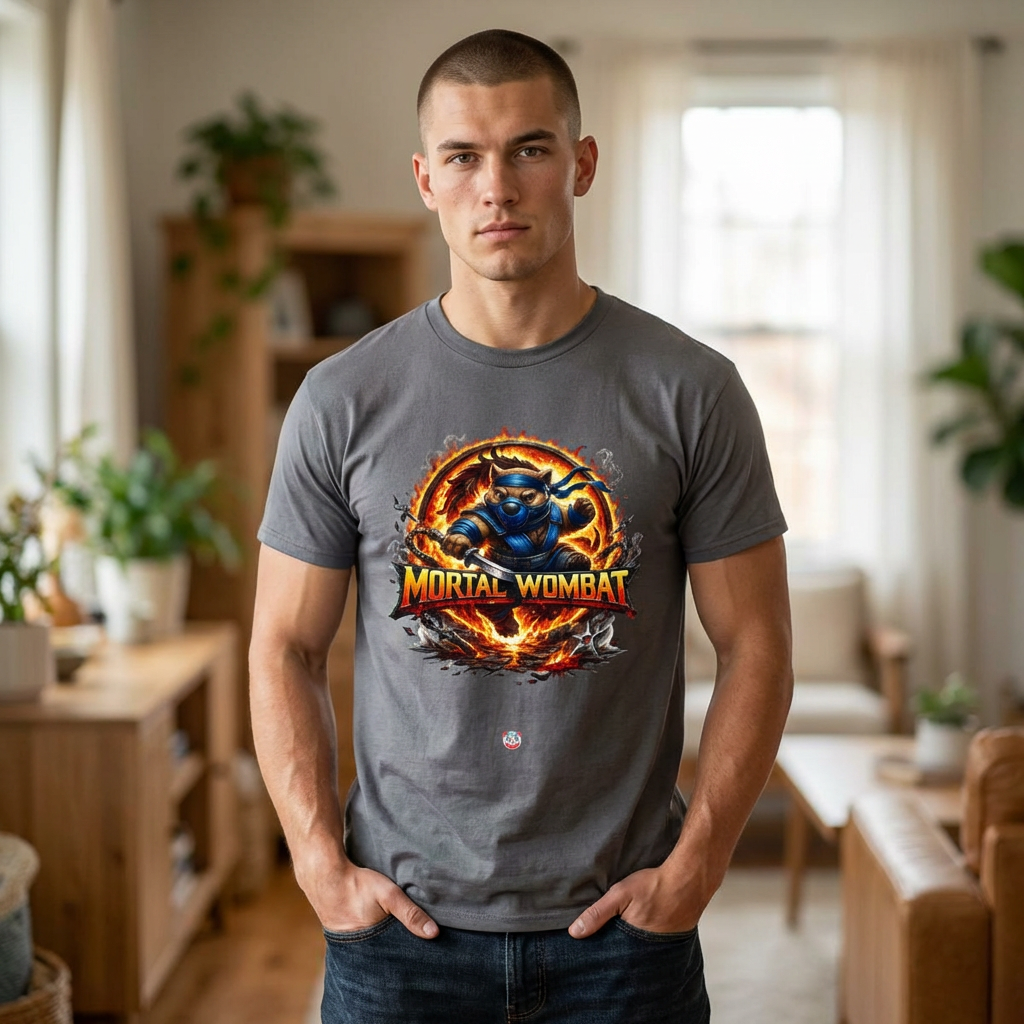 Mortal Wombat T-Shirt | Aussie Fighting Game Parody