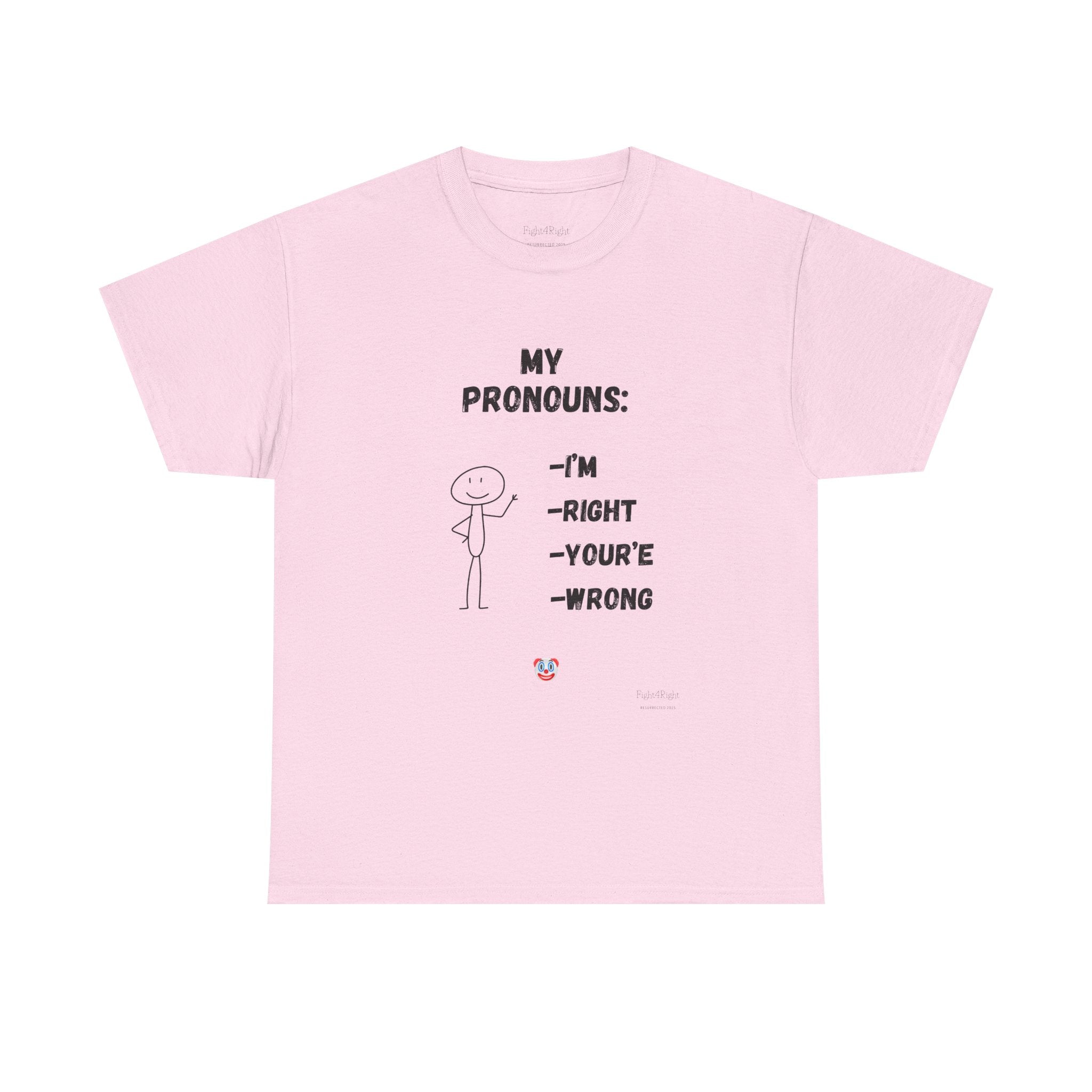 My Pronouns I'm Right You're Wrong T-Shirt –Funny Satirical T-Shirt