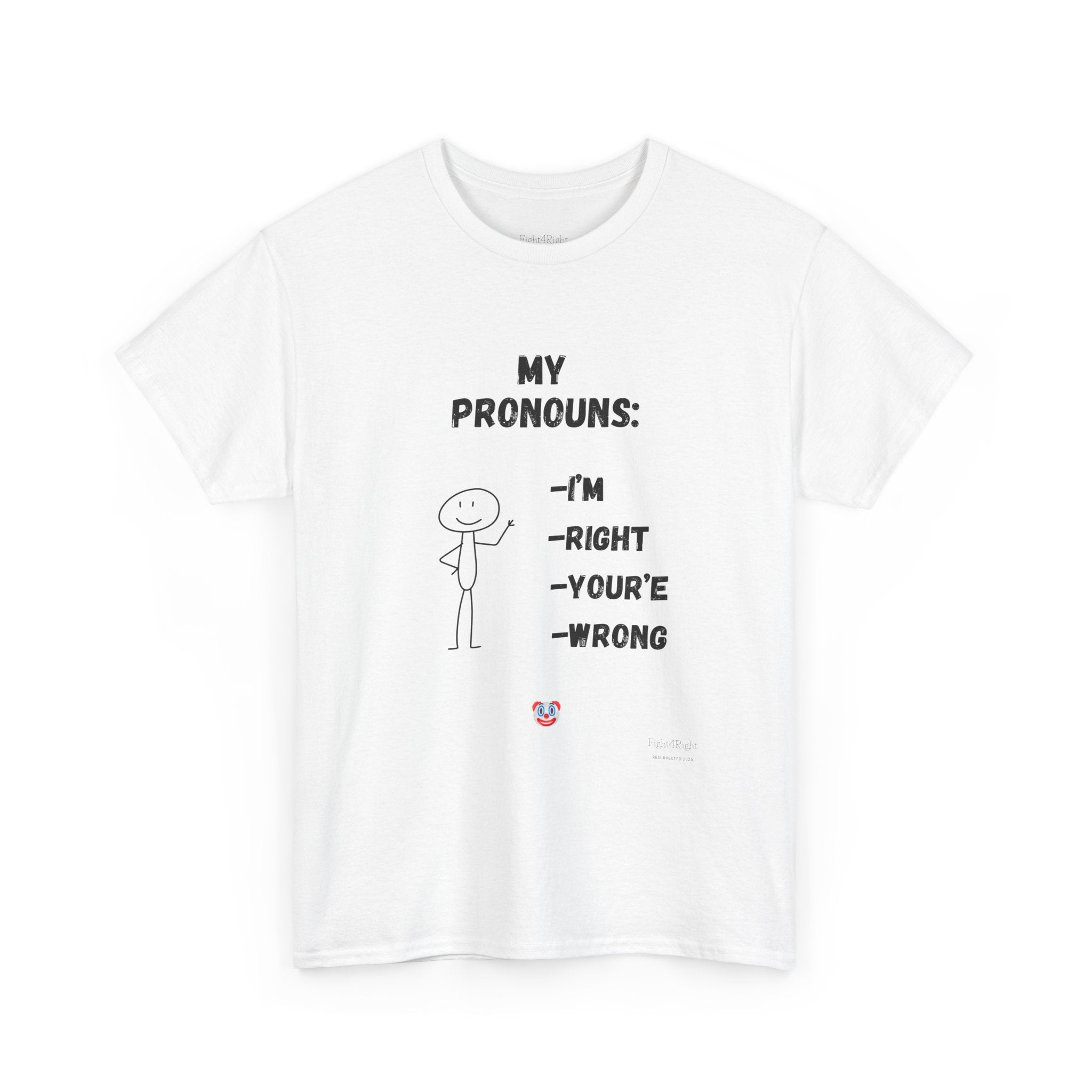 My Pronouns I'm Right You're Wrong T-Shirt –Funny Satirical T-Shirt
